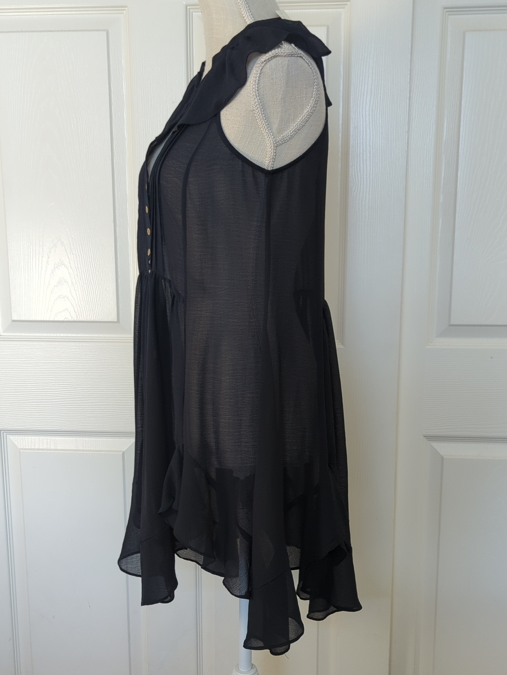Anthropologie's Akemi + Kin Sheer Ruffled Tunic Top - Picture 4 of 7